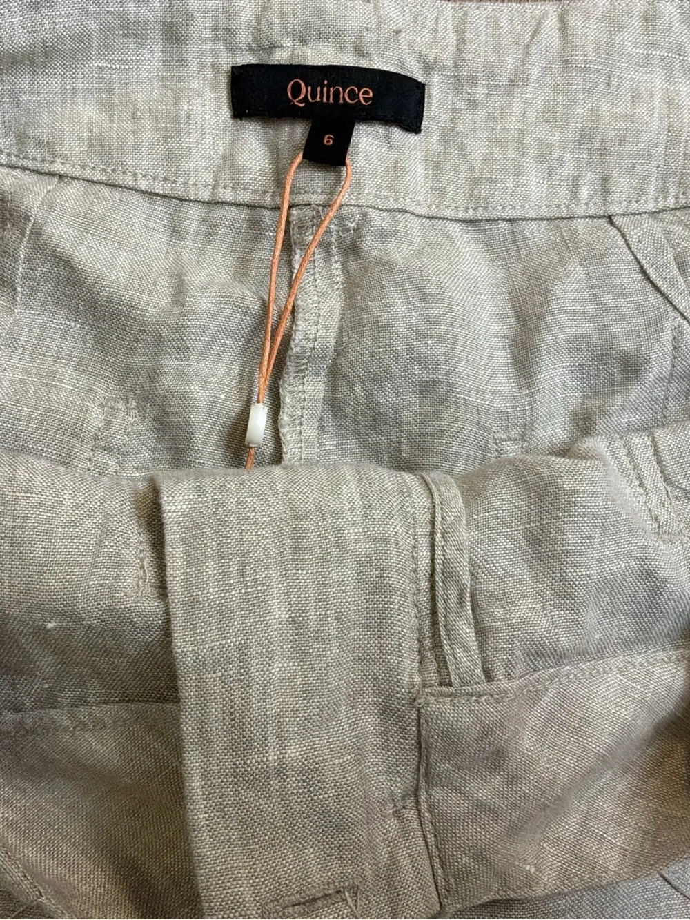 NWT Quince European Linen Patch Pocket Wide Leg Pants Size 6